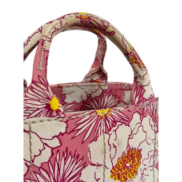 Prada Pink Floral Canvas Small Canapa Tote - Picture 6 of 9